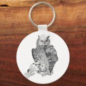 Illustratie van Owl op knopkeyring Sleutelhanger (Voorkant)