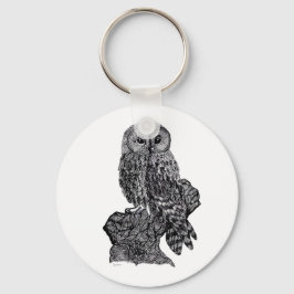 Illustratie van Owl op knopkeyring Sleutelhanger