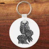Illustratie van Owl op knopkeyring Sleutelhanger (Voorkant)