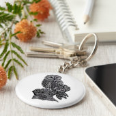 Illustratie van Owl op knopkeyring Sleutelhanger (Zijkant)