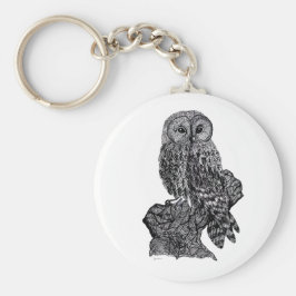 Illustratie van Owl op knopkeyring Sleutelhanger