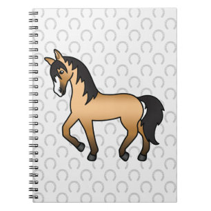 Illustratie van paard in buckskin-kleur als cartoo notitieboek