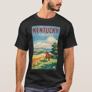 Illustratie van paarden in Kentucky Reis Kunst Vin T-shirt