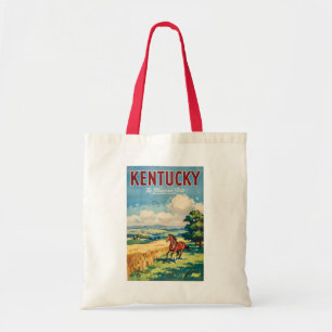 Illustratie van paarden in Kentucky Reis Kunst Vin Tote Bag