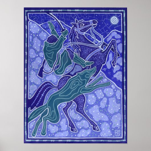 Illustratie van paardenrennen van Mannen Poster (Voorkant)