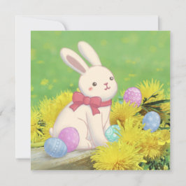Illustratie van Paashaas, Paaseieren & Bloemen Kaart
