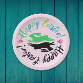 Illustratie van paaspasta's papieren bordje