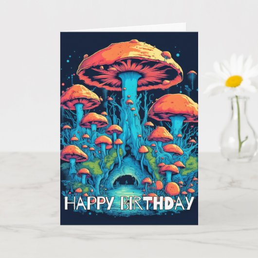 Illustratie van paddenstoelen in het spruiten kaart (Kleine Plant)