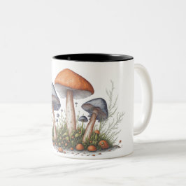 Illustratie van paddenstoelen waterverf stijl tweekleurige koffiemok