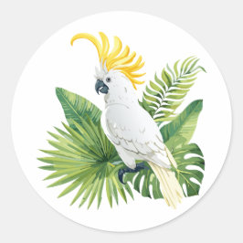 Illustratie van papegaai kaketoe ronde sticker