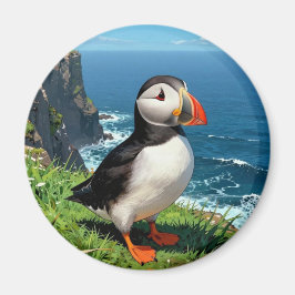 Illustratie van papegaaiduiker aan zee magneet