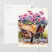 Illustratie van pas geplukte asterbloem briefkaart (Voorkant / Achterkant)