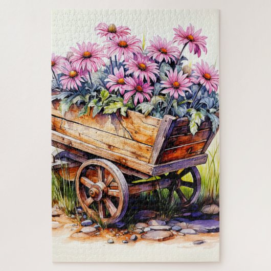 Illustratie van pas geplukte asterbloem legpuzzel (Verticaal)