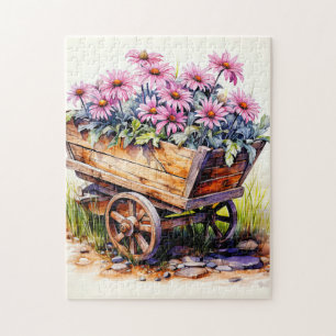 Illustratie van pas geplukte asterbloem legpuzzel