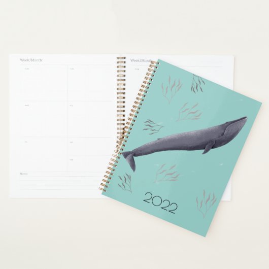 Illustratie van persoonlijke blauwe walvis en Zee- Planner (Display)
