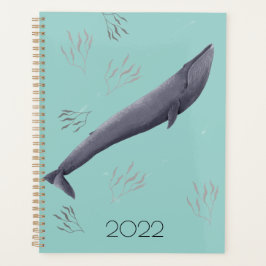 Illustratie van persoonlijke blauwe walvis en Zee- Planner