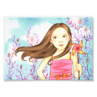 Illustratie van Pinwheels Summer Children's Illust Foto Afdruk