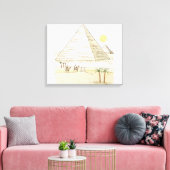 Illustratie van piramiden en mannen met kamelen canvas afdruk (Insitu (Woonkamer))