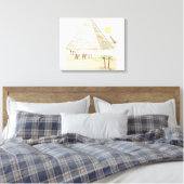 Illustratie van piramiden en mannen met kamelen canvas afdruk (Insitu (Slaapkamer))