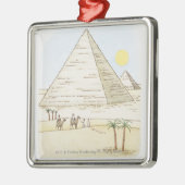 Illustratie van piramiden en mannen met kamelen metalen ornament (Links)