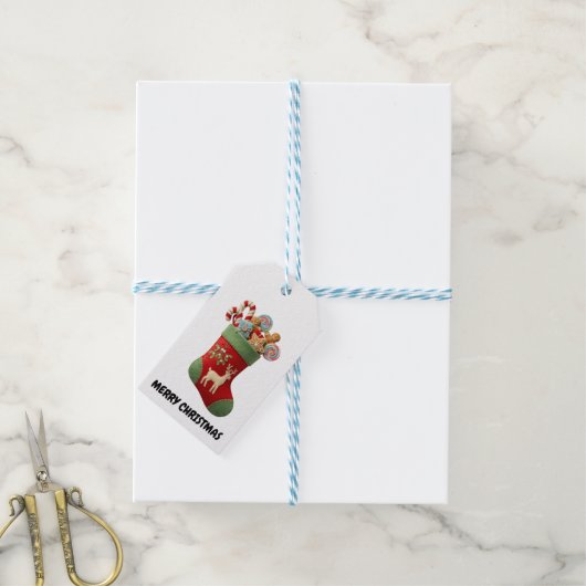 Illustratie van pluche kerstsok cadeaulabel (Met Touw)