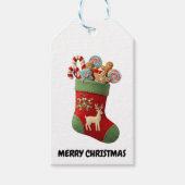 Illustratie van pluche kerstsok cadeaulabel (Voorkant)