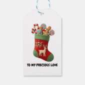Illustratie van pluche kerstsok cadeaulabel (Achterkant)