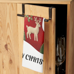 Illustratie van pluche kerstsok theedoek