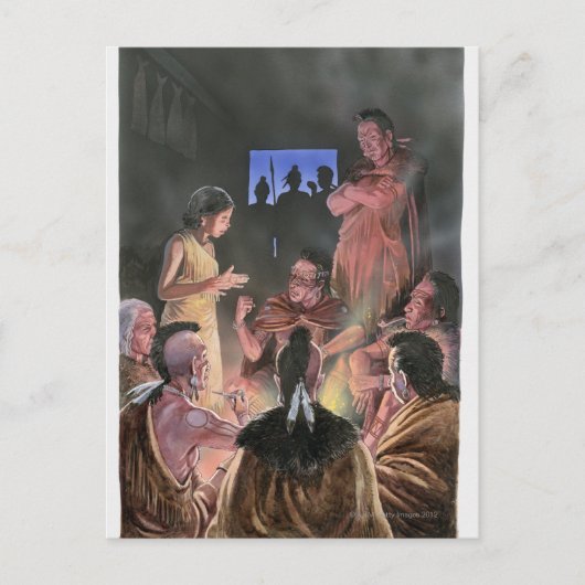 Illustratie van Pocahontas die met haar spreekt Briefkaart (Voorkant)