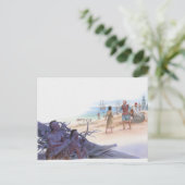 Illustratie van Pocahontas die met kapitein spreek Briefkaart (Staand voorkant)