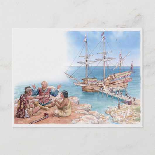 Illustratie van Pocahontas en haar vader Briefkaart (Voorkant)