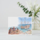 Illustratie van Pocahontas en haar vader Briefkaart (Staand voorkant)