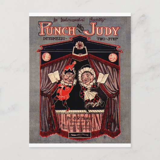 Illustratie van Punch en Judy Puppets Briefkaart (Voorkant)