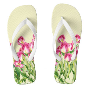 Illustratie van Red Tulips Waterverf Teenslippers