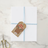 Illustratie van rendier op een bruine achtergrond cadeaulabel (Met Touw)