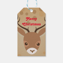 Illustratie van rendier op een bruine achtergrond cadeaulabel