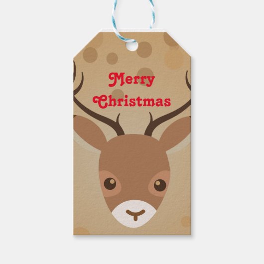 Illustratie van rendier op een bruine achtergrond cadeaulabel (Voorkant)
