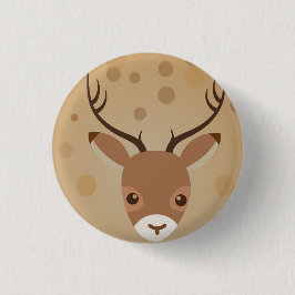 Illustratie van rendier op een bruine achtergrond ronde button 3,2 cm