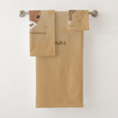 illustratie van rendieren op een bruine achtergron bad handdoek (Insitu)