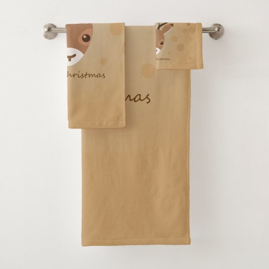 illustratie van rendieren op een bruine achtergron bad handdoek (Insitu)