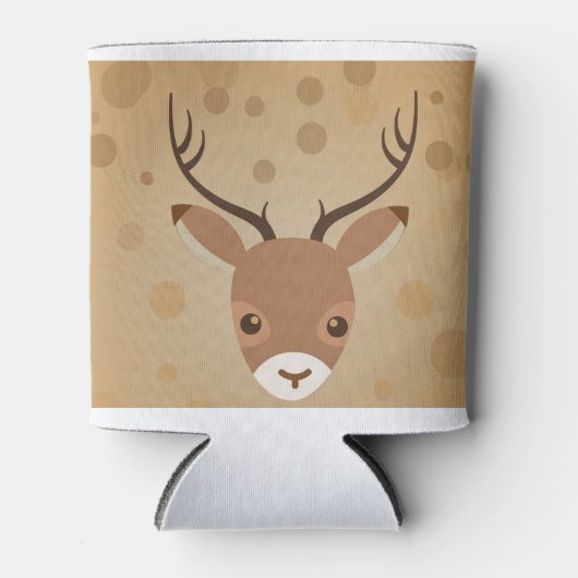 illustratie van rendieren op een bruine achtergron blikjeskoeler (Voorkant)