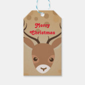 illustratie van rendieren op een bruine achtergron cadeaulabel (Voorkant)