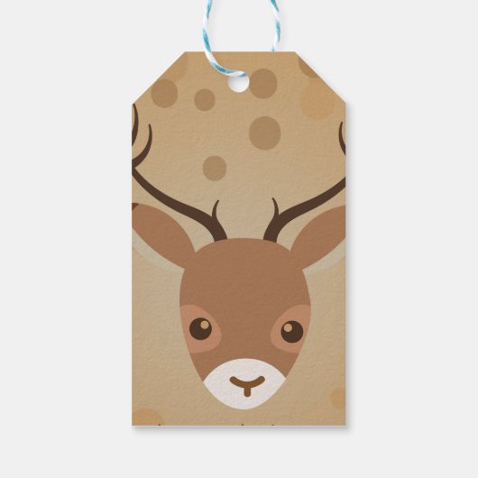 illustratie van rendieren op een bruine achtergron cadeaulabel (Achterkant)