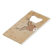 illustratie van rendieren op een bruine achtergron creditkaart flessenopener (Voorkant Gekanteld)