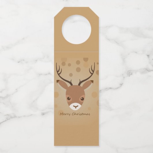 illustratie van rendieren op een bruine achtergron flessenhanger (Achterkant)