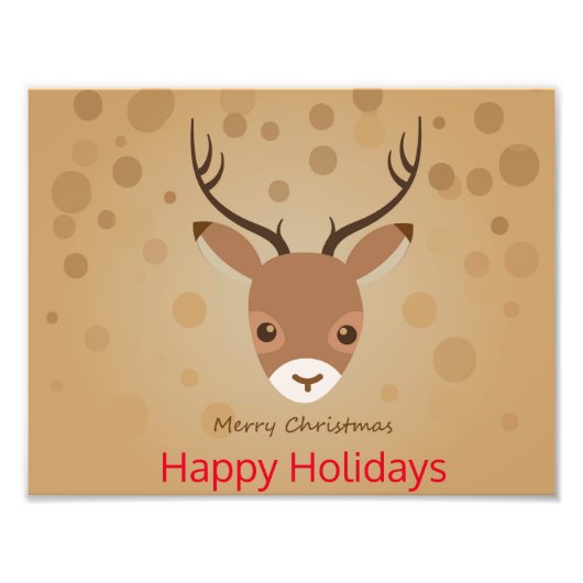 illustratie van rendieren op een bruine achtergron foto afdruk (Voorkant)