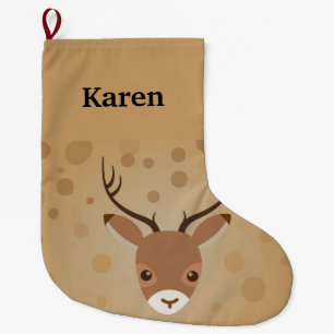 illustratie van rendieren op een bruine achtergron grote kerstsok
