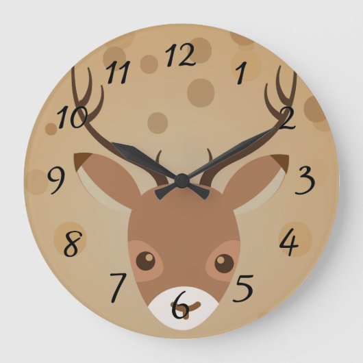 illustratie van rendieren op een bruine achtergron grote klok (Voorkant)