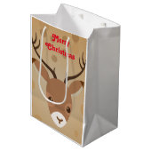 illustratie van rendieren op een bruine achtergron medium cadeauzakje (Voorkant Gekanteld)
