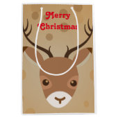 illustratie van rendieren op een bruine achtergron medium cadeauzakje (Voorkant)